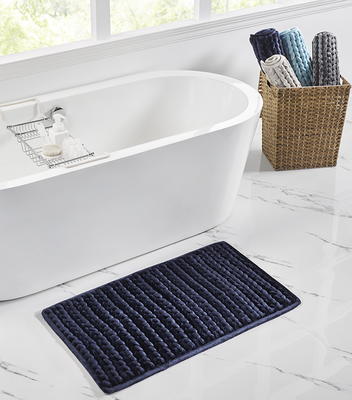 20 X 32 Griffie Collection Blue & Gray 100% Polyester Rectangle Bath Rug  - Better Trends : Target