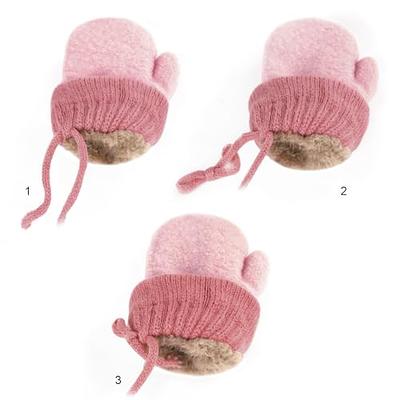 Skiing Gloves Fleece Warm Children Cartoon Bear Knitted Baby Winter Ski  Gloves Warm Windproof and Breathable Gloves