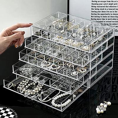 ProCase Jewelry Organizer Tray Drawer Inserts, Stackable Jewelry Drawer  Dividers Container Necklace Display Trays Storage Box for Dresser Earring