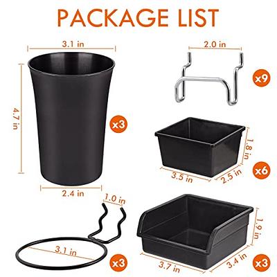 Pegboard Bins PegBoard Cups with Hooks & Loops 12 Pack Set, Peg