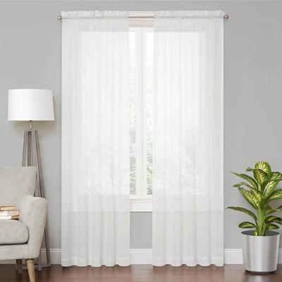 Kate Aurora Living 2 Pack Basic Home Rod Pocket Sheer Voile Window Curtains  - 52in. W x 45in. L, White