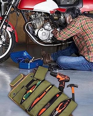 Tool Roll Up Bags, Heavy Duty Canva Roll Up Tool Bags, Roll Up Tool  Organizer With 3 Detachable Socket Pouches, Tool Roll Pouch For  Motorcycle/Truck/Mechanic/Electrician 