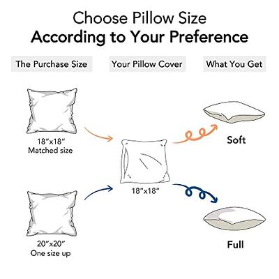 FAVRIQ 18 x 18 Throw Pillow Inserts with 100% Cotton Cover Square Cushions for Chair Bed Couch Car Down Alternative Pillow Form Sham Stuffer