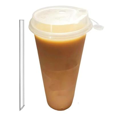  Turbo Bee 24 oz Clear Plastic Cups with Lids 100 Sets, Extra  Large Disposable Reusable Plastic Cups, PET Clear Plastic Cups, Soft  Plastic Beverage Cups for Cold Drinking, Iced Coffee 