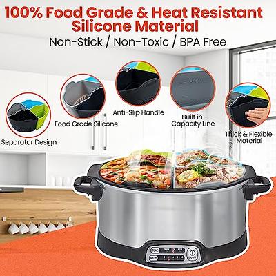 Slow Cooker Divider Liner fit 6-8 QT, Silicone Crock Pot Liners Reusable Pot