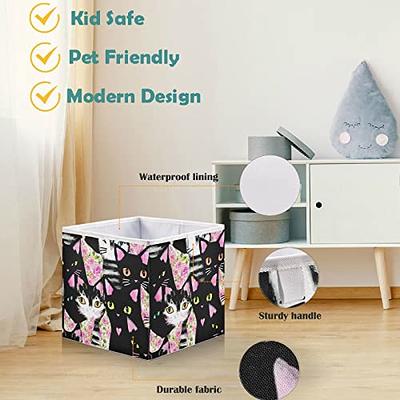 Wild Flowers Collapsible Rectangular Storage Bins with Lids Decorative  Lidded Basket for Toys Organizers Fabric Storage Boxes with Handles for  Home