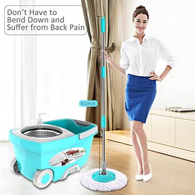 Mastertop Spin Mop and Bucket System with Wringer Set for Floor Cleaning, 4  Microfiber Mop Heads