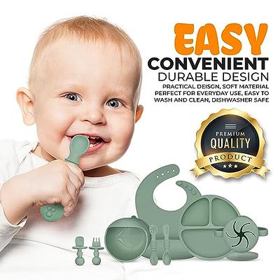 Baby Feeding Utensils Set, 7-Piece Silicone Toddler Supplies - Adjustable