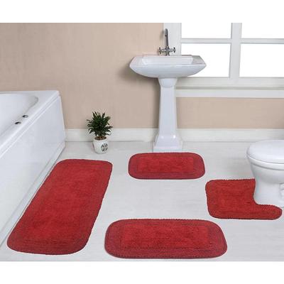 Home Weavers Inc Radiant Collection Red Cotton 2 Piece Bath Rug Set