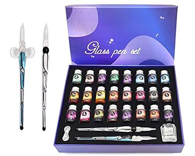 AOKUY Glass Dip Pen Set,Calligraphy Pen,Crystal Signature Pen for Art, Writing, Signatures -Decoration and Business Gift