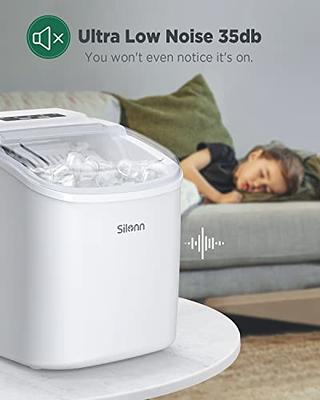 Silonn Countertop Ice Maker - 9 Cubes Ready in 6 Mins, 26lbs in 24Hrs, Portable Ice Machine with Self-Cleaning, 2 Sizes of Bullet Ice for Home