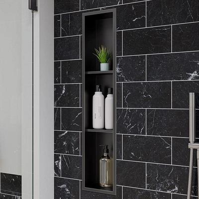 AKDY 24-in x 12-in Matte Black Stainless Rectangular Shower Niche