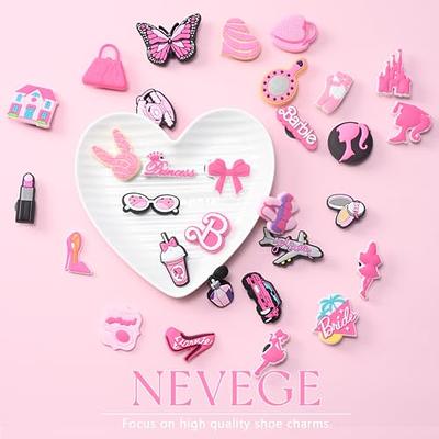 NEVEGE Pink Shoe Charms for Girls Women 30 PCS Pink Shoe