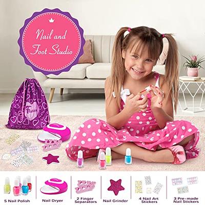 Nail Polish Kit for Girls Ages 7 8 9 10 11 12, Nail Art Studio for Girls,  Nail Art Kit Toys with Nail Polish, Nail Art Pens, Glitter, Nail Stickers