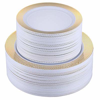 FLOWERCAT 60PCS Plates - Heavy Duty Plastic Plates Disposable for Orange