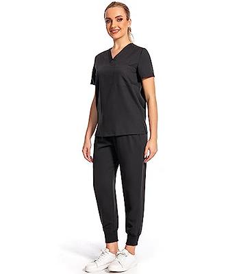 PuriPure Scrubs Set for Women Nurse Uniform Jogger Classic V-neck Scrub Top  & Jogger Scrub Pants Athletic Scrub Set Workwear : : Clothing