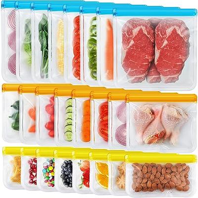 24 Pack Reusable Ziplock Bags Silicone, Leakproof Reusable Freezer