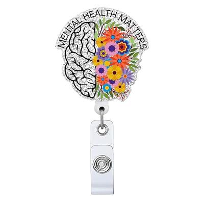 Funny Brain Mental Health Badge Reel Holder Retractable