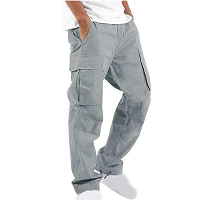 Winter Fuzzy Lined Cargo Pants for Men Drawstring Windproof