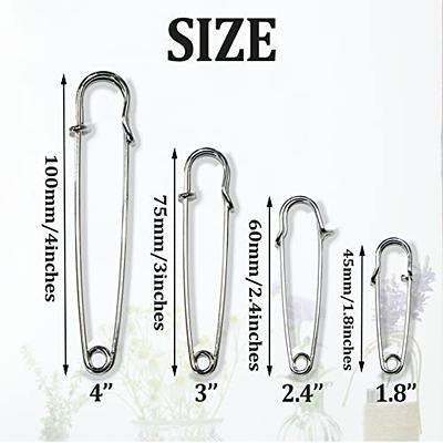 Safety Pins, Large Safety Pins Heavy Duty, 4 Sizes Safety Pins Assorted Sewing Pins for Clothing, Fabric, Arts, Quilting, Blankets, Upholstery and DIY