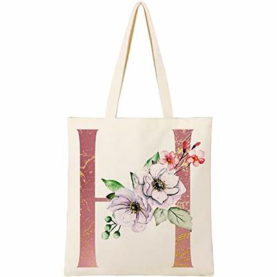 Aunool Personalized Tote Bags for Women Makeup Bag with Zipper, Monogram Tote Bag for Bridesmaid Wedding Day Bachelorette Shower Party, Suitable for