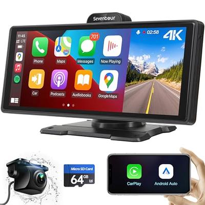 LAMTTO 9 Portable Inch Wireless Carplay Car Stereo with 2.5K Dash Cam,  1080p Backup Camera 64GB SD Card, Wireless Apple Carplay Car Radio Receive  GPS