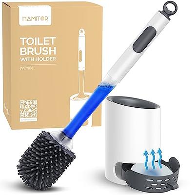 BOOMJOY Toilet Brush and Holder Set 2 Pack, Silicone Toilet Bowl