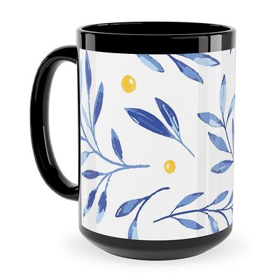 Little Cutie - Happy Oranges - Blue Travel Mug with Handle