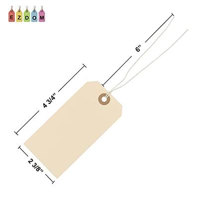 Manila Tags with String Attached - 4 3/4 x 2 3/8 Box of 100