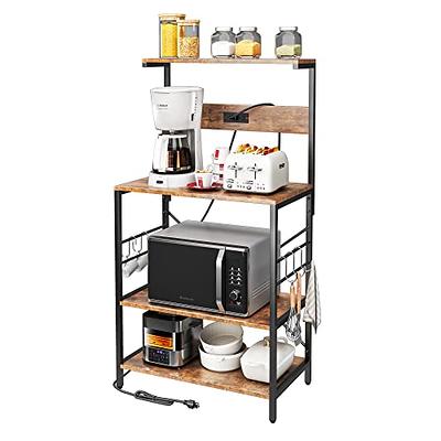 NAIYUFA Kitchen Bakers Rack with Baskets,5-Tier Kitchen Utility Storage  Shelf with Hooks, Microwave Oven Stand Rack, Free Standing Kitchen Shelf