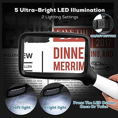 Extra Large 4X Magnifying Glass with 4 Ultra Bright LED Lights