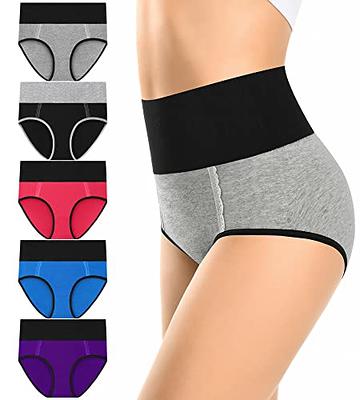  Plus Size Womens Cotton Underwear High Waisted Full Briefs  Ladies Comfy No Muffin Top Panties 5 Pack Size 10 XXX-Large