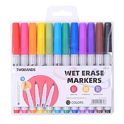 TWOHANDS Wet Erase Markers Ultra Fine Tip,0.7mm,Low Odor,Extra Fine Point,12  Assorted Colors,Whiteboard Markers for School,Office,Home,or Planning Dry  Erase Board,20703 - Yahoo Shopping