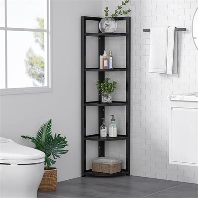 Brown Industrial 5 Tier Corner Shelf, Corner Storage Rack Indoor Plant  Stand, Modern Corner Bookshelf and Bookcase