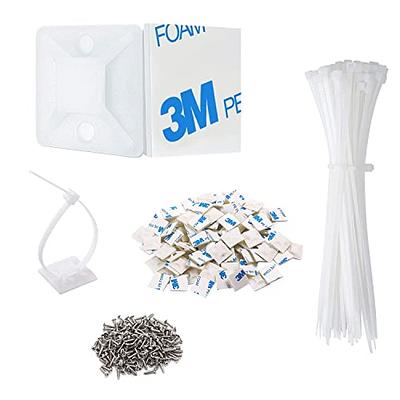 Strong Back-Glue Self Adhesive Cable Zip Tie Mounts Kit - 50 Set Cable  Management Clips with 6 Zip Ties, Wire Holders - Outdoor Sticky Wire  Organizer