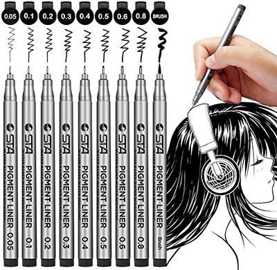 Micro Fineliner Drawing Art Pens: 12 Black Fine Line Waterproof Ink Set  Artist Supplies Archival Inking Markers Liner Professional Sketch Outline  Manga Anime Sketching Watercolor Zentangle Kit Stuff 12 Tip Sizes