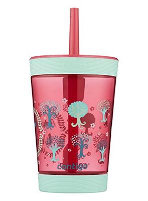 Contigo Leighton Kids Plastic Water Bottle, 14oz Spill-Proof Tumbler with  Straw for Kids, Dishwasher Safe, Coral/Grape