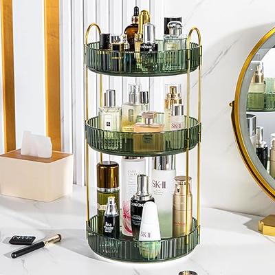 Saclsocs Makeup Skin Care Organizer for Dresser, Perfume Tray, Hair Product  Organizer, 360 Degree Rotating Lazy Susan Cosmetic Storage, Contains a