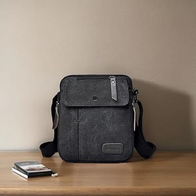 Shoulder Bag For Men,canvas Messenger Bag Small Multi Pocket Crossb