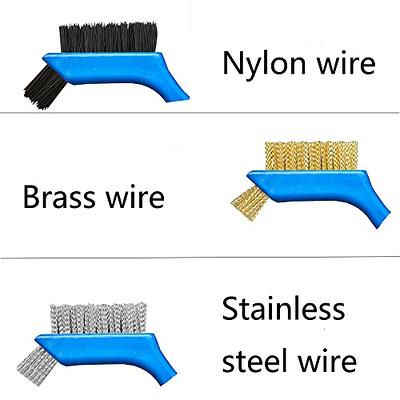 3Pcs Stainless Steel/Brass/Nylon Brushes Set 7inch - Small Mini Wire Metal  Scratch Brush for Cleaning Rust, Drill, Small Spaces, Polishing (Blue) -  Yahoo Shopping