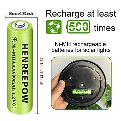 AAA Ni-MH 1100mAh Solar Light Rechargeable Batteries, 1.2V 10-Pack