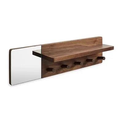 Danya B. Entryway Floating Utility Wall Shelf with Hooks - White