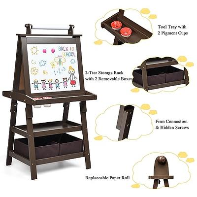 Kinder King 3 in 1 Wooden Kids Art Easel, Height Adjustable  Double-Sided Magnetic Whiteboard & Chalkboard, Dry-Erase Board w/Paper  Roller, Toddler Standing Easel for Painting & Drawing, Accessories : Toys 