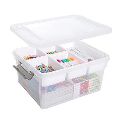 Seajan 12 Pcs Paper Storage Portable Scrapbook Storage Box with Snap Tight  Closure Latch A4 Letter