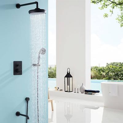 Wall Mounted Oil Rubbed Rain Shower Head 2-Way Mixing Valve Hand Shower Tap  Set