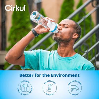 Cirkul 22oz White Stainless Steel Water Bottle Starter Kit with Blue Lid  and 2 Flavor Cartridges (Fruit Punch & Mixed Berry)