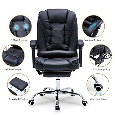 Vinsetto Executive High Back Office Chair Executive Computer Desk Chair with PU Leather, Adjustable Height and Retractable Footrest, Black