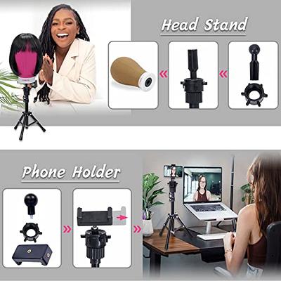 3Pcs Adjustable Height Wig Stand, KMOTASUO Portable Wig Head Holder Tools  Hat Display, Non-Slip Wig Stand for Women Multiple Wig Drying Styling Cap