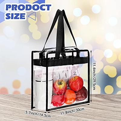 Stadium Approved Clear Tote Handbag with Handles, Large Plastic Bag with Zipper for Concerts (11x4x7 in)
