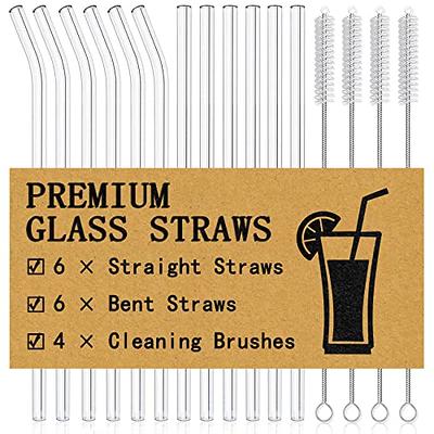 Halm Glass Straws 6 Pieces Including Plastic Free Brush Made in Germany 12 inch / Bent